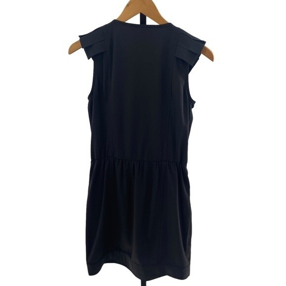 French Connection ruffle front black dress size 2 New with pockets - Picture 3 of 4